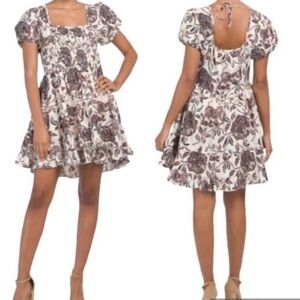 House of Harlow 1960 • Floral Cream Puff Sleeve Mini Dress